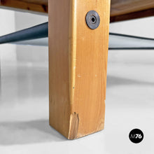 画像をギャラリービューアに読み込む, Wood and black leather coffee table by Silvano Passi, 1970s.
