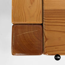 画像をギャラリービューアに読み込む, Wood and black leather coffee table by Silvano Passi, 1970s.
