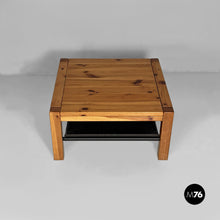 画像をギャラリービューアに読み込む, Wood and black leather coffee table by Silvano Passi, 1970s.
