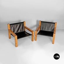 Carica l'immagine nel visualizzatore di Gallery, Wood and leather armchairs by Silvano Passi, 1970s
