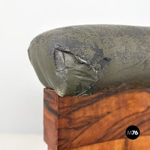 Load image into Gallery viewer, Wood and green faux leather chairs, 1930s.
