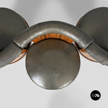 Load image into Gallery viewer, Wood and green faux leather chairs, 1930s.
