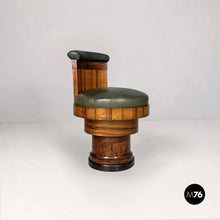 Load image into Gallery viewer, Wood and green faux leather chairs, 1930s.
