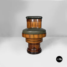Load image into Gallery viewer, Wood and green faux leather chairs, 1930s.
