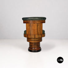 Load image into Gallery viewer, Wood and green faux leather chairs, 1930s.
