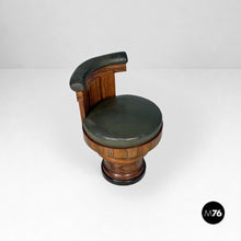 Load image into Gallery viewer, Wood and green faux leather chairs, 1930s.
