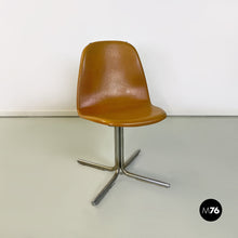 Carica l&#39;immagine nel visualizzatore di Gallery, Brown leather and steel chairs, 1960s
