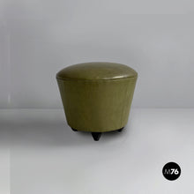 Charger l'image dans la galerie, Green faux leather pouf, 1970s
