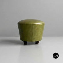 Charger l'image dans la galerie, Green faux leather pouf, 1970s
