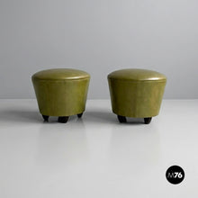 Charger l'image dans la galerie, Green faux leather pouf, 1970s
