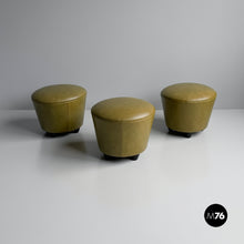 Charger l'image dans la galerie, Green faux leather pouf, 1970s
