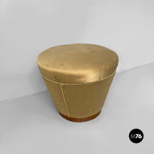 Carica l'immagine nel visualizzatore di Gallery, Yellow velvet and wood pouf, 1930s
