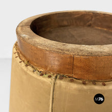 Carica l'immagine nel visualizzatore di Gallery, Yellow velvet and wood pouf, 1930s
