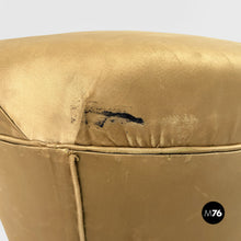 Carica l'immagine nel visualizzatore di Gallery, Yellow velvet and wood pouf, 1930s
