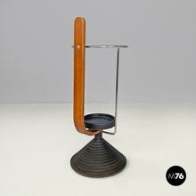 Load image into Gallery viewer, Round umbrella stand by Origlia in cast iron and wood, 1980s
