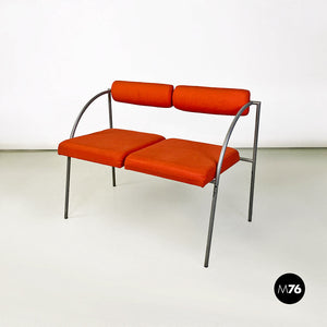 Metal and cotton Vienna model sofa or bench by Rodney Kinsman for Bieffeplast, 1980s