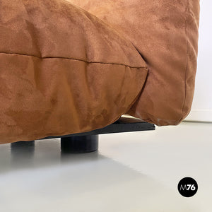 Brown suede Marenco armchair by Mario Marenco for Arflex, 1970s
