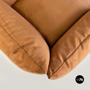 Brown suede Marenco armchair by Mario Marenco for Arflex, 1970s