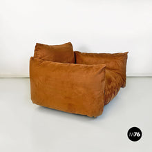 将图片加载到图库查看器，Brown suede Marenco armchair by Mario Marenco for Arflex, 1970s
