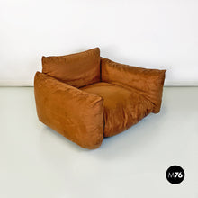 将图片加载到图库查看器，Brown suede Marenco armchair by Mario Marenco for Arflex, 1970s
