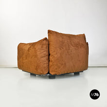 将图片加载到图库查看器，Brown suede Marenco armchair by Mario Marenco for Arflex, 1970s
