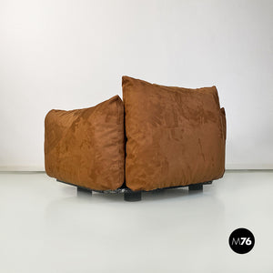 Brown suede Marenco armchair by Mario Marenco for Arflex, 1970s