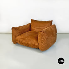 将图片加载到图库查看器，Brown suede Marenco armchair by Mario Marenco for Arflex, 1970s
