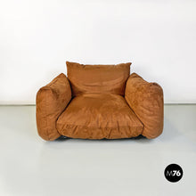 将图片加载到图库查看器，Brown suede Marenco armchair by Mario Marenco for Arflex, 1970s
