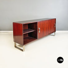 Load image into Gallery viewer, Solid wood and satin steel sideboard by Giulio Moscatelli for Formanova, 1970s
