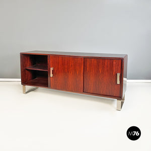 Solid wood and satin steel sideboard by Giulio Moscatelli for Formanova, 1970s