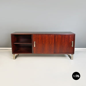 Solid wood and satin steel sideboard by Giulio Moscatelli for Formanova, 1970s