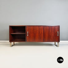 Load image into Gallery viewer, Solid wood and satin steel sideboard by Giulio Moscatelli for Formanova, 1970s
