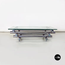 Load image into Gallery viewer, Glass and chromed steel coffee table, 1970s
