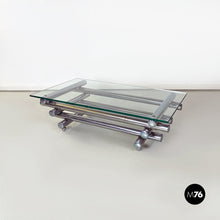 Load image into Gallery viewer, Glass and chromed steel coffee table, 1970s
