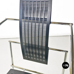 Black and chromed metal Quinta 605 chair by Mario Botta for Alias, 1980s