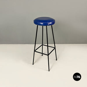 Metal high stools with colored seat, 1960s