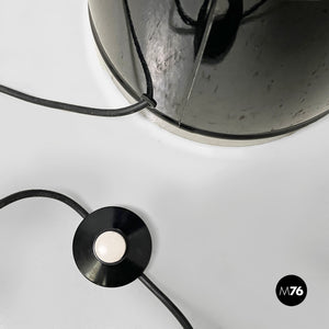 Black metal floor lamp with glass sphere, 1970s