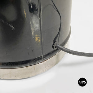 Black metal floor lamp with glass sphere, 1970s
