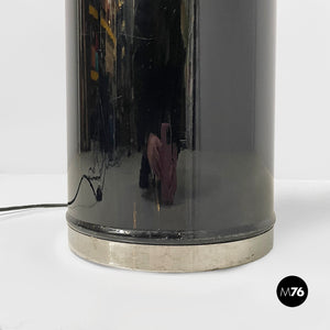 Black metal floor lamp with glass sphere, 1970s