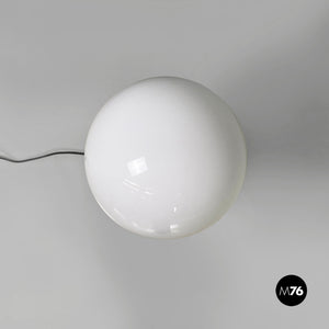 Black metal floor lamp with glass sphere, 1970s