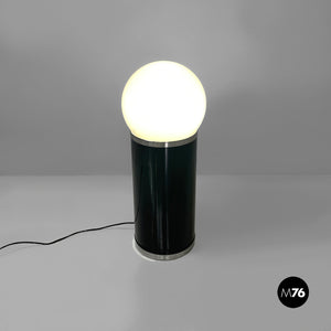 Black metal floor lamp with glass sphere, 1970s