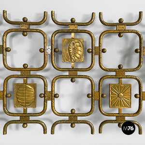 Brass headboard for a double bed by Atelier Borsani Varedo, 1950s