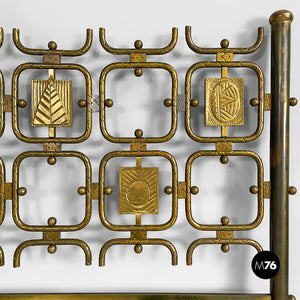 Brass headboard for a double bed by Atelier Borsani Varedo, 1950s