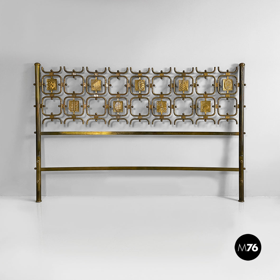 Brass headboard for a double bed by Atelier Borsani Varedo, 1950s