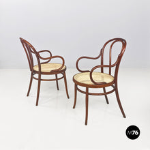 Load image into Gallery viewer, Vienna straw Thonet chairs with armrests, 1950s
