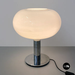 Steel and glass AM/AS table lamp by Franco Albini and Franca Helg for Sirrah, 1970s