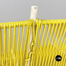 Load image into Gallery viewer, Yellow plastic and white metal two-seats bench with armrests, 1950s
