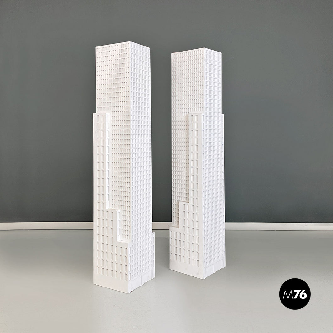 White wooden skyscraper pedestals or display stands, 2000s