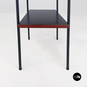 Red and black laminate and metal bedside tables, 1960s