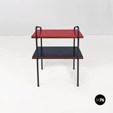 Load image into Gallery viewer, Red and black laminate and metal bedside tables, 1960s
